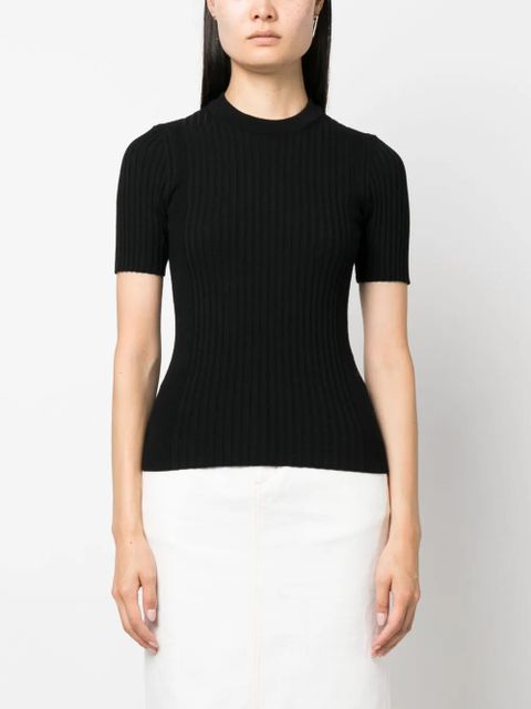 Rabanne ribbed-knit wool-blend top - Black
