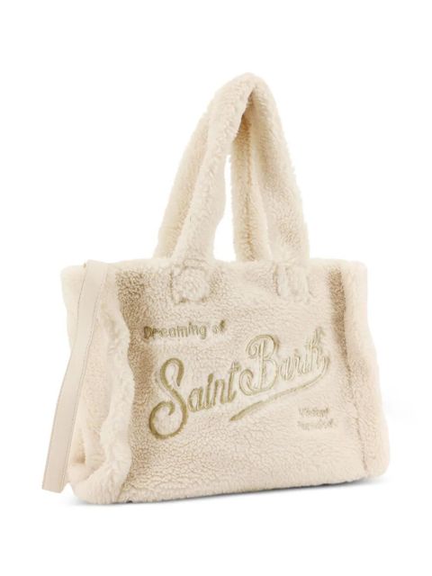 MC2 Saint Barth Colette teddy-texture logo-embroidered shoulder bag - Neutrals