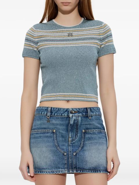 AMIRI striped logo-plaque T-shirt - Blue