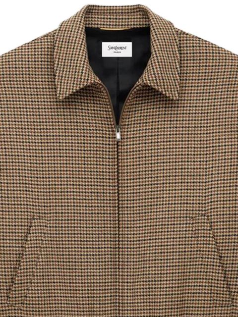 Saint Laurent checked zip-up bomber jacket - Brown - zdjęcie produktu nr 2