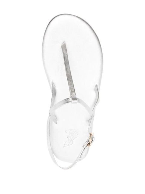 Ancient Greek Sandals Lito logo-debossed metallic leather sandals - Silver