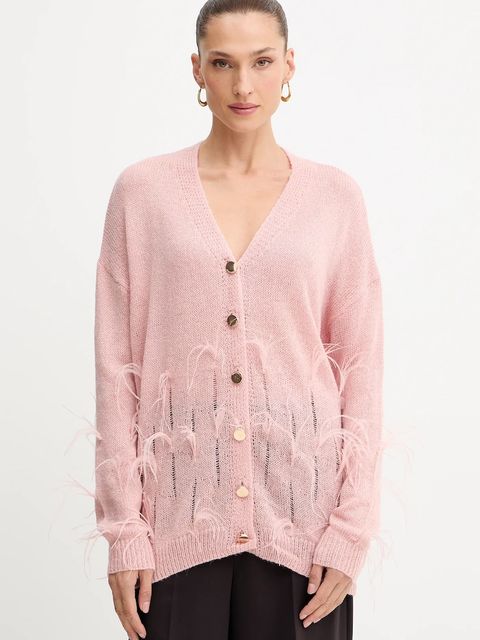 Fracomina kardigan z domieszką wełny damski kolor różowy FS25WT8006K50501 - zdjęcie produktu nr 1