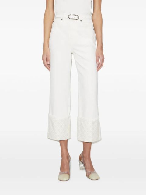 Tory Burch contrast-cuff straight-leg jeans - White