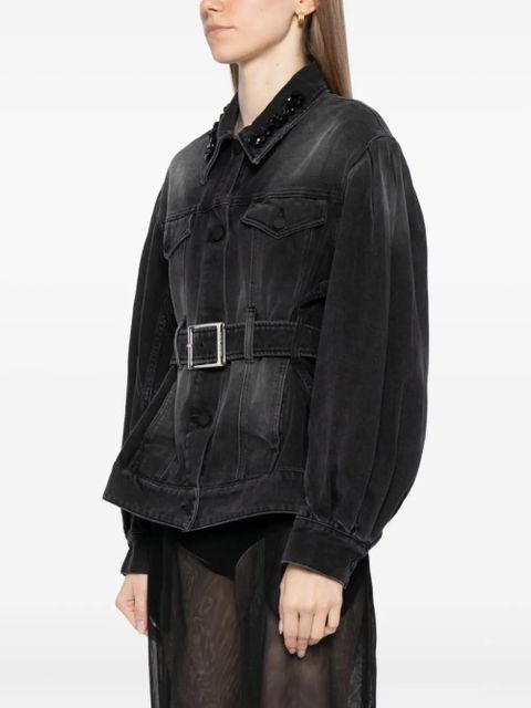 Simone Rocha embellished sculpted denim jacket - Black