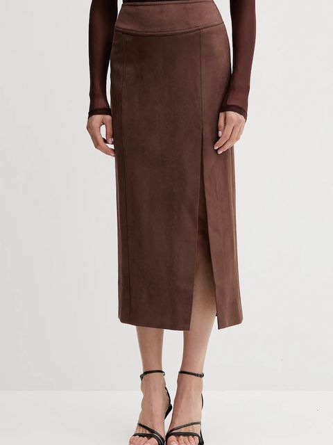 Bardot spódnica kolor brązowy midi prosta 58855SB5 - zdjęcie produktu nr 1