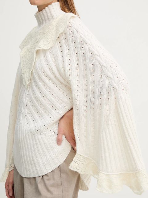 Twinset sweter z dodatkiem wełny damski kolor beżowy z półgolfem 252TS3353