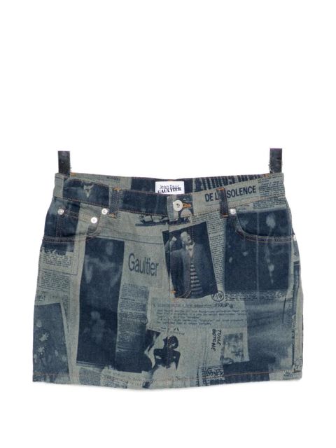Jean Paul Gaultier newspaper print mini skirt - Blue - zdjęcie produktu nr 1