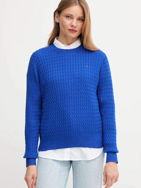 Tommy Hilfiger sweter bawełniany kolor niebieski lekki WW0WW44993 - zdjęcie produktu nr 1