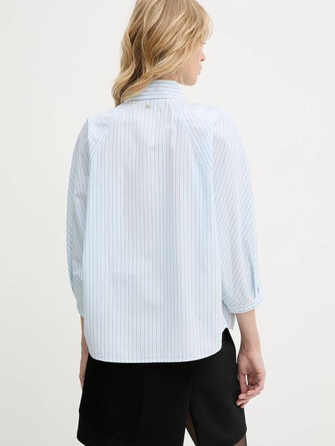 BOSS Orange koszula bawełniana damska kolor niebieski relaxed z kołnierzykiem klasycznym 50543553