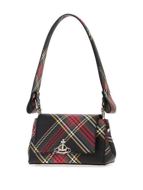 Vivienne Westwood mini Hazel plaid-print leather shoulder bag - Black