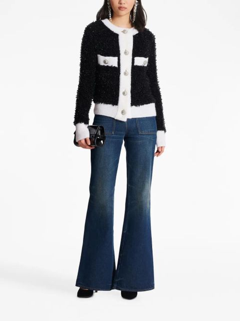 Balmain bouclé contrasting-trim knitted cardigan - Black - zdjęcie produktu nr 2