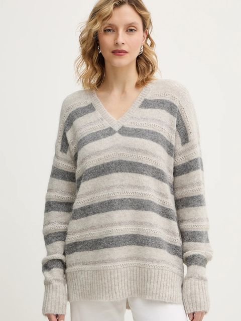 Twinset sweter z dodatkiem wełny kolor szary 252TT3072 - zdjęcie produktu nr 1