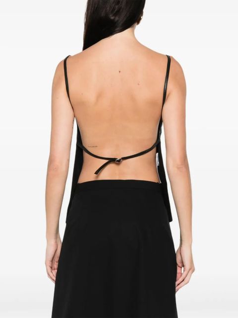 St. Agni square-neck leather top - Black