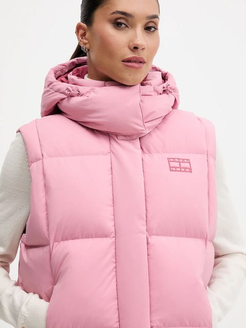 Tommy Jeans bezrękawnik puchowy kolor różowy zimowy DW0DW21627