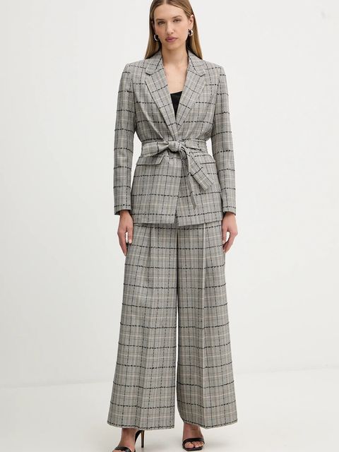 Twinset spodnie damskie kolor szary szerokie high waist 252TP2184