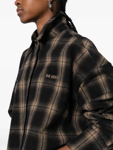 The Attico Diana checked long-sleeve shirt - Black