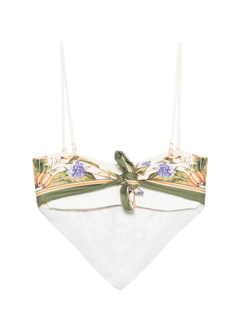 FARM Rio Strilitzia floral-print handkerchief-hem bikini top - Neutrals - zdjęcie produktu nr 2