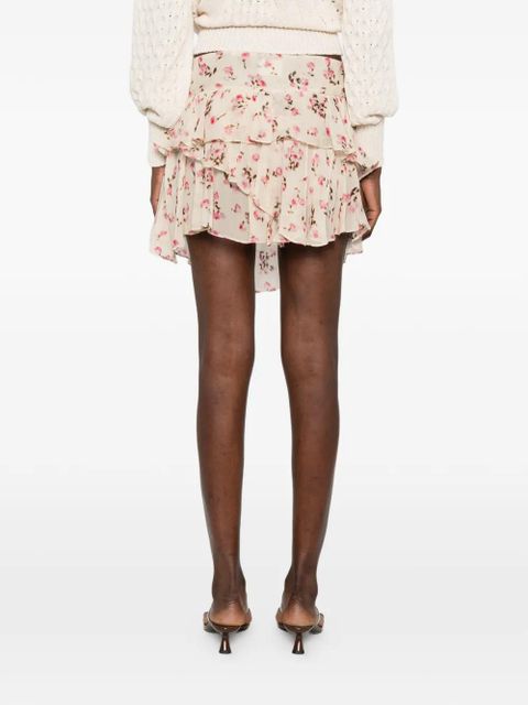 MARANT ÉTOILE ruffled floral skirt - Neutrals
