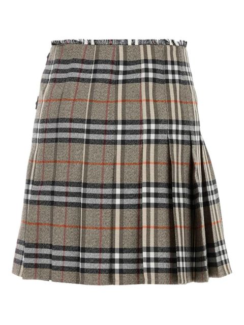 Burberry check wool midi kilt skirt - Grey - zdjęcie produktu nr 2