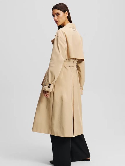 Karl Lagerfeld trencz damski kolor beżowy przejściowy dwurzędowy A2W15009 - zdjęcie produktu nr 2