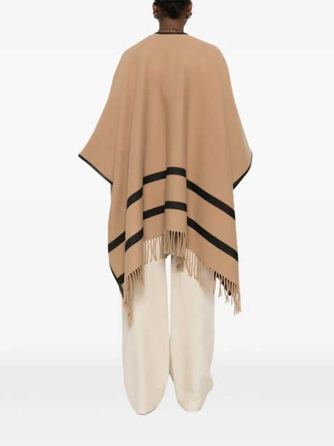 Max Mara logo fringed cape - Neutrals