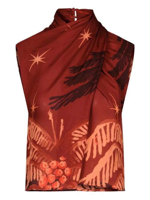 Johanna Ortiz Imaginative draped printed top - Red - zdjęcie produktu nr 1