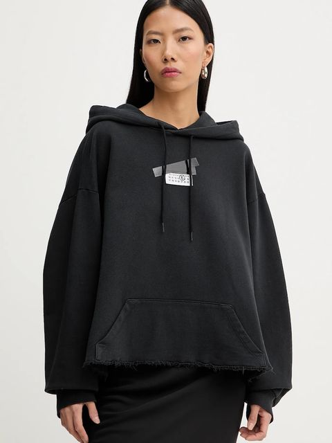 MM6 Maison Margiela bluza bawełniana damska kolor czarny z kapturem gładka S62GU0142.M25024.899 - zdjęcie produktu nr 1