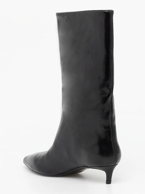 BOSS kozaki skórzane Gracey damskie kolor czarny na małym obcasie 50552786