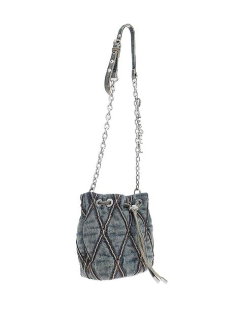 Diesel mini Charm-D quilted chain-strap bag - Blue