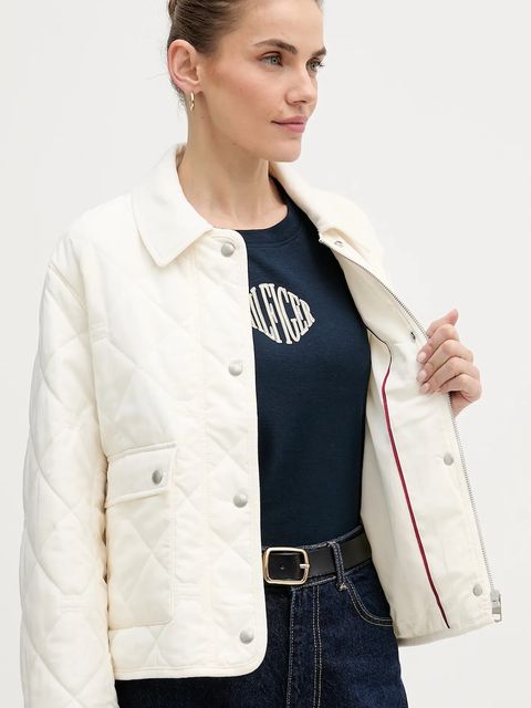 Tommy Hilfiger kurtka kolor beżowy przejściowa WW0WW47998