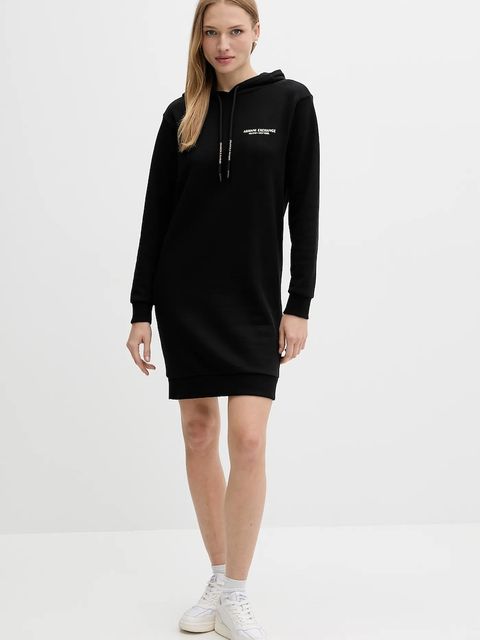 Armani Exchange sukienka bawełniana kolor czarny mini prosta XW001453 AF10830 - zdjęcie produktu nr 2
