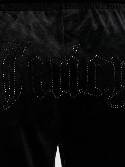 Juicy Couture spodnie dresowe welurowe damskie kolor czarny z aplikacją JCWBJ225307