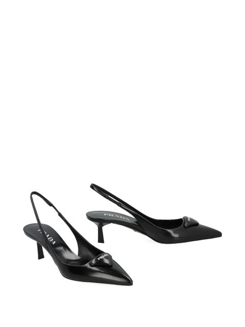 Prada 55mm pointed leather slingback pumps - Black