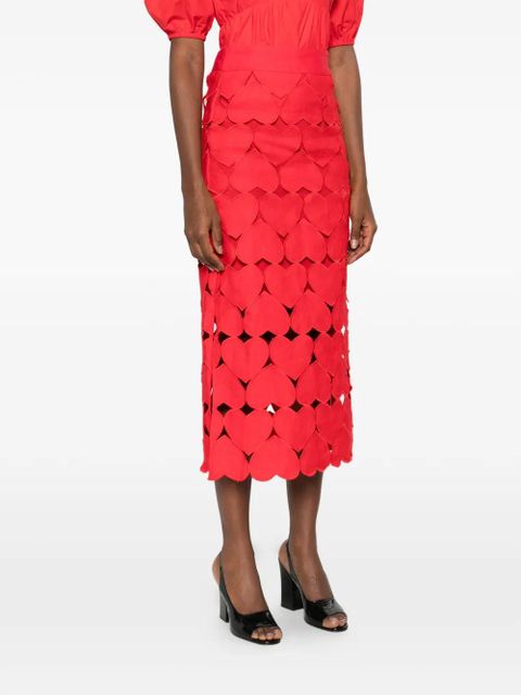 FARM Rio heart midi skirt - Red