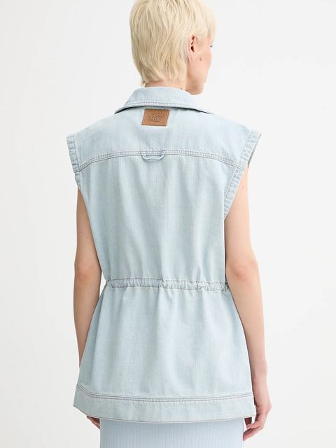 MUNTHE bezrękawnik jeansowy USAMI damski kolor niebieski przejściowy 255151225502