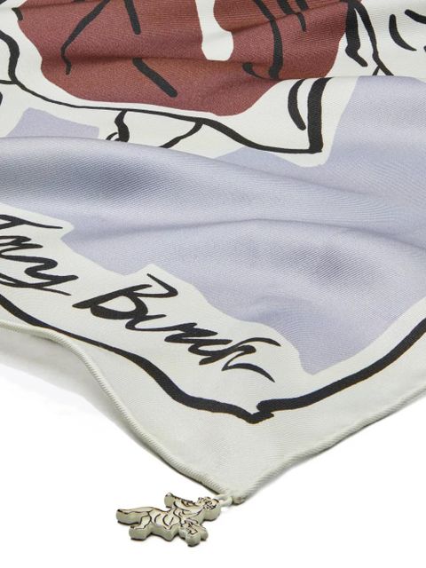 Tory Burch Cherubs silk square scarf - Grey - zdjęcie produktu nr 2