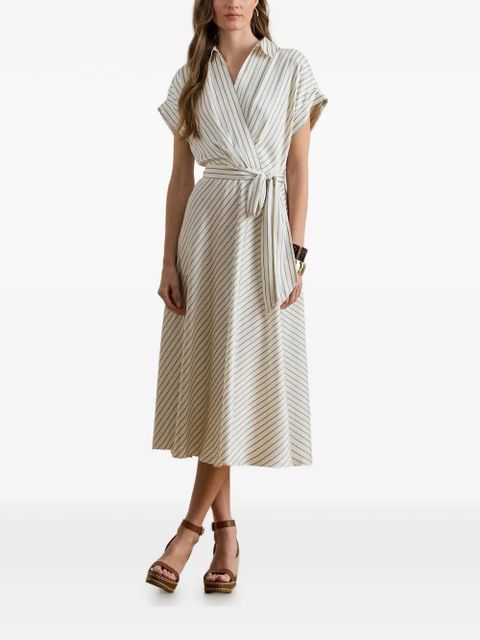 Lauren Ralph Lauren stripe-pattern wrap-style dress - Neutrals - zdjęcie produktu nr 2