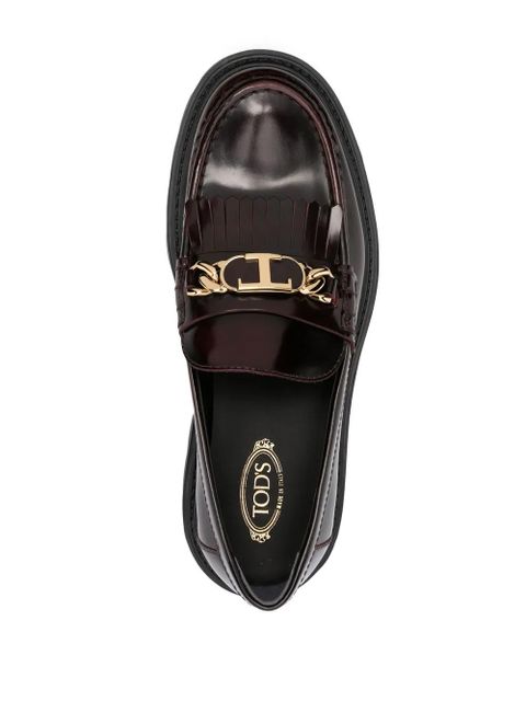 Tod's fringe-detail leather loafers - Red