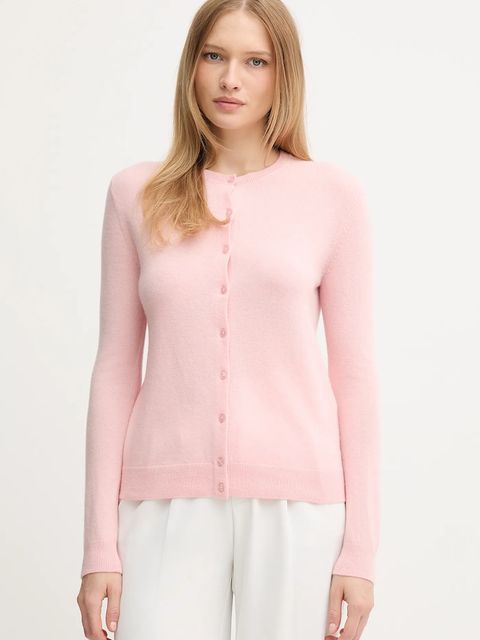 United Colors of Benetton kardigan wełniany kolor różowy lekki - zdjęcie produktu nr 1