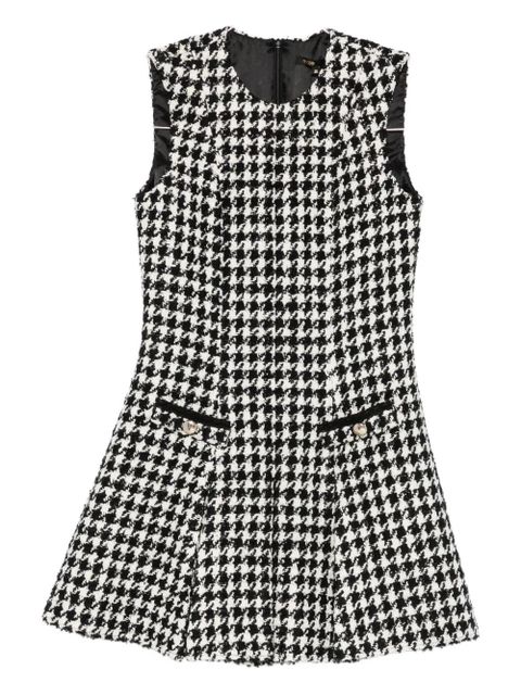 Maje houndstooth pleated mini dress - White