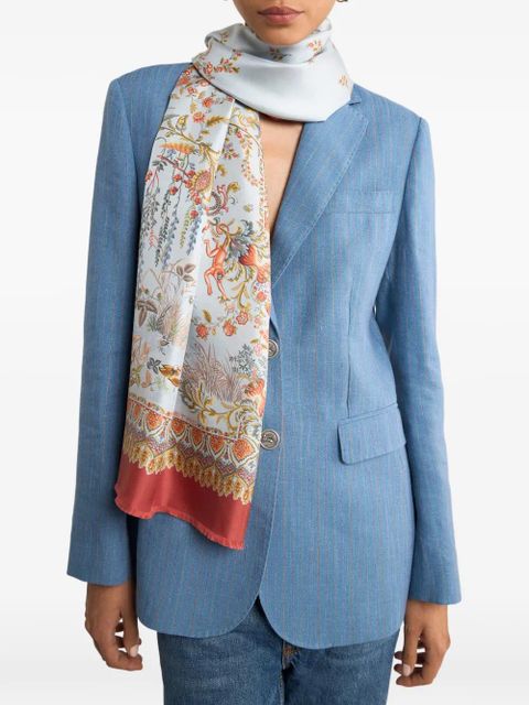 ETRO flora fauna silk scarf - Blue - zdjęcie produktu nr 2