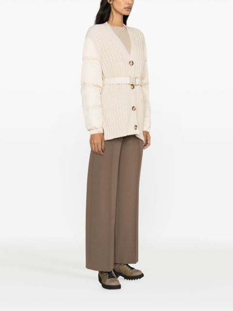 Moncler panelled padded cashmere-wool cardigan - Neutrals