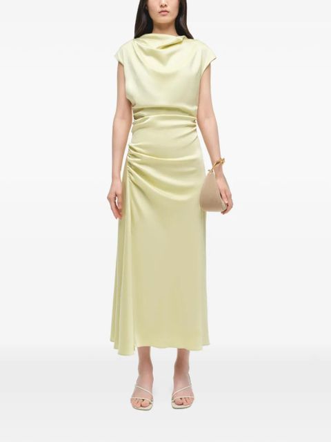 Simkhai Burke draped gathered satin midi dress - Yellow