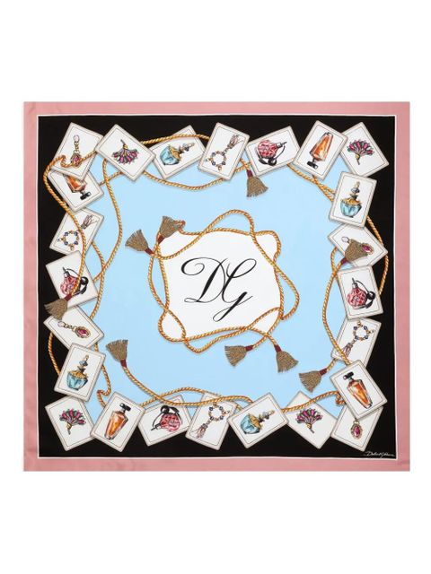 Dolce & Gabbana perfume-print scarf - Blue - zdjęcie produktu nr 1