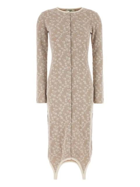 FENDI floral-print midi dress - Neutrals - zdjęcie produktu nr 1