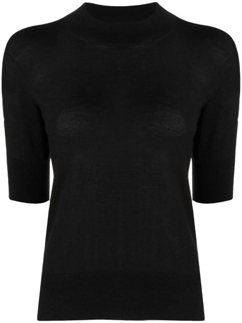Jil Sander short sleeve fine-knit top - Black - zdjęcie produktu nr 1
