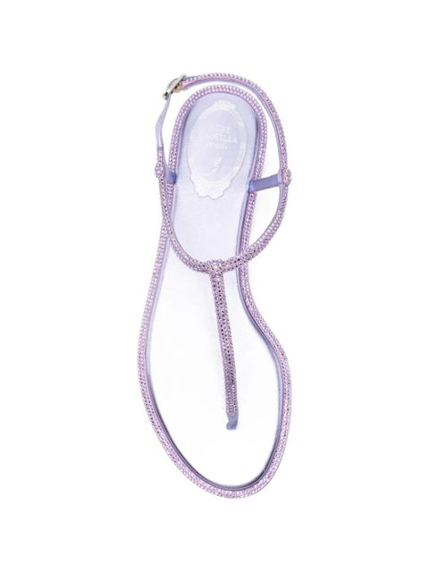 René Caovilla Diana crystal-embellished metallic-finish sandals - Purple