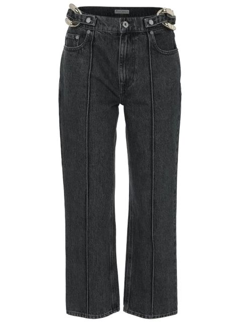 JW Anderson chain-detail straight leg cropped jeans - Black - zdjęcie produktu nr 1