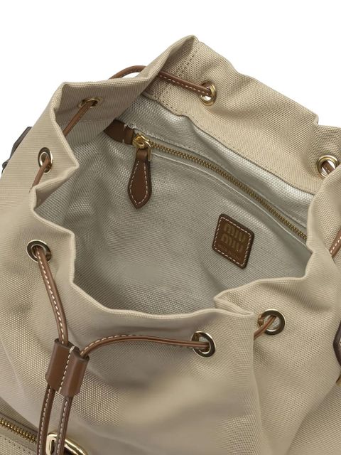 Miu Miu logo-appliqué backpack - Neutrals