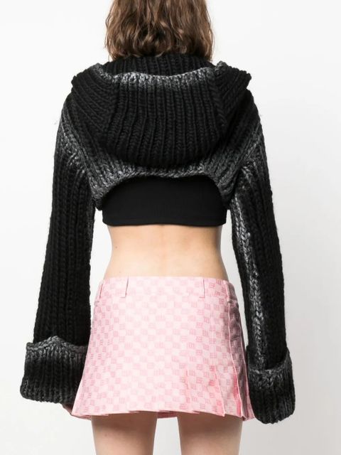 MISBHV hooded chunky-knit cropped cardigan - Black